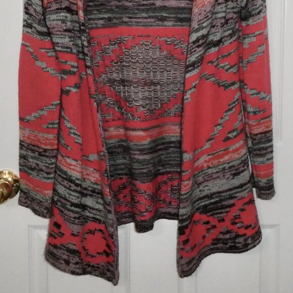 SELF ESTEEM ORANGE BLACK PINK HOODED HOODIE CARDIGAN LONG SWEATER JUNIOR MEDIUM - Picture 2 of 2